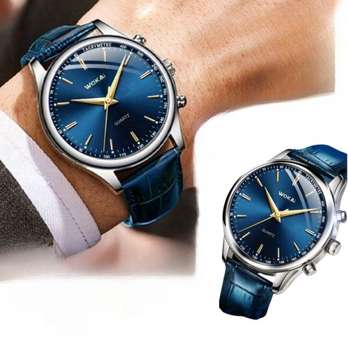 Men\'s Casual Belt Business Quartz Watch Blue