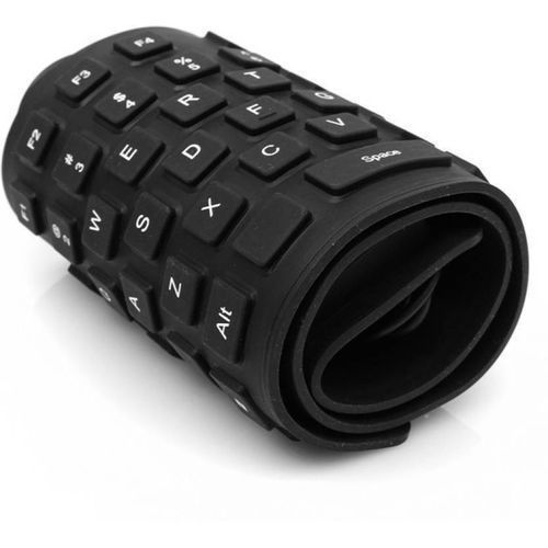 Flexible USB Silicone Gel Full-Sized Keyboard - Black.