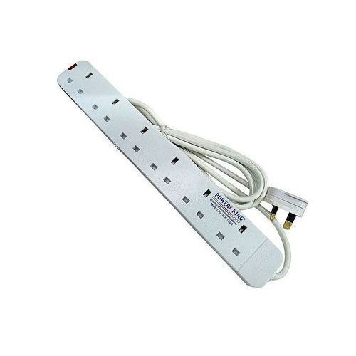 Power King 6 Way Power Extension Cable - White