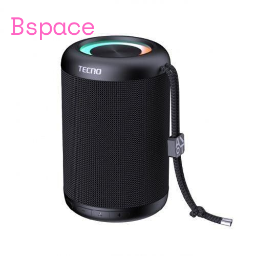 Tecno Square3 Portable Bluetooth Speaker With Pure Bass LED Colorful Lights - Black