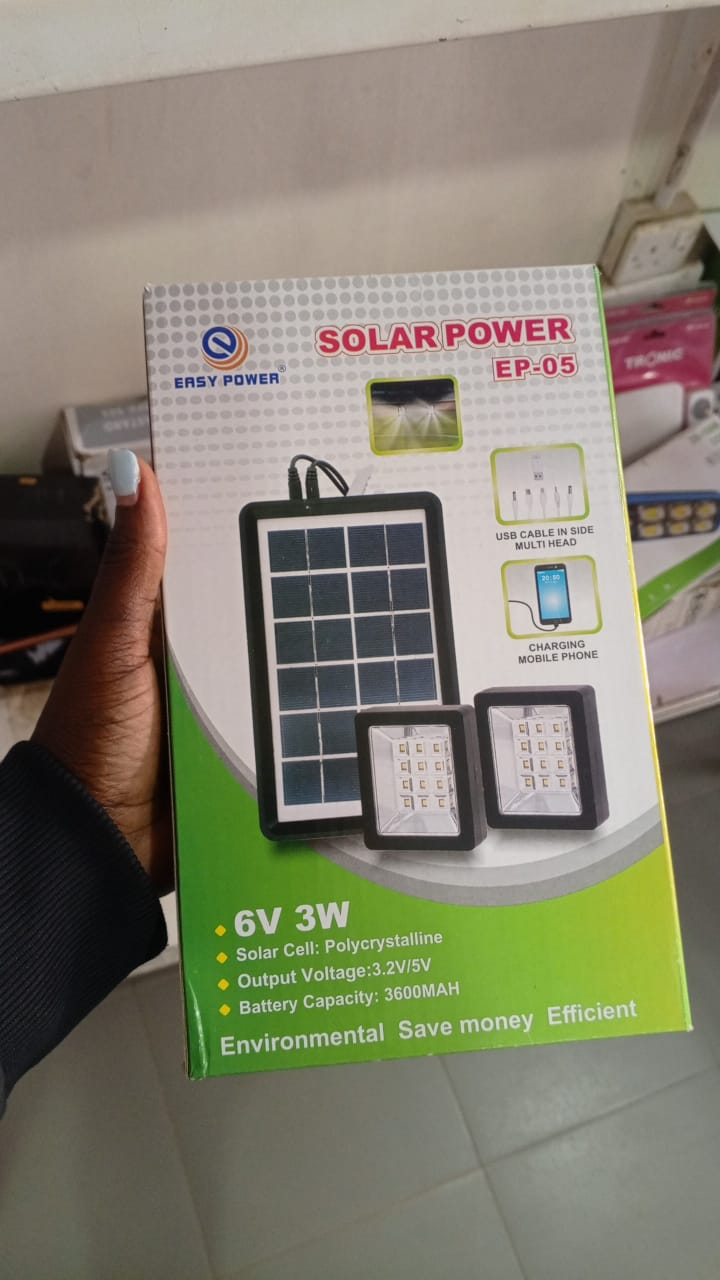 Easy Power EP-05 Solar Lighting System Kit – 6V 3W with Dual LED Lamps & Phone Charging